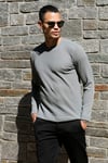 Pamuklu Bisiklet Yaka Normal Kalıp Basic Erkek Sweat 5905073 AÇIK HAKİ