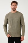 Pamuklu Bisiklet Yaka Normal Kalıp Basic Erkek Sweat 5905073 Vizon Yeşili