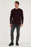 Pamuklu Bisiklet Yaka Normal Kalıp Basic Erkek Sweat 5905073 VİŞNE