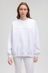 Pamuklu Bisiklet Yaka Oversize Fit Kadın Sweat 1S10121-620 BEYAZ