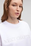 Pamuklu Bisiklet Yaka Oversize Fit Kadın Sweat 1S10121-620 BEYAZ
