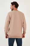 Pamuklu Bisiklet Yaka Regular Fit Basic Erkek Sweat 5905521 VİZON