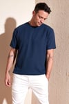 Pamuklu Bisiklet Yaka Regular Fit Basic Erkek T Shirt 5902767 İNDİGO