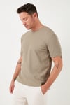 Pamuklu Bisiklet Yaka Regular Fit Basic Erkek T Shirt 5902759 Vizon Yeşili