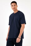 Pamuklu Bisiklet Yaka Regular Fit Basic Erkek T Shirt 5902731 İNDİGO