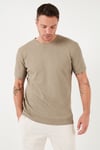 Pamuklu Bisiklet Yaka Regular Fit Basic Erkek T Shirt 5902759 Vizon Yeşili