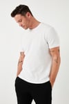 Pamuklu Bisiklet Yaka Regular Fit Basic Erkek T Shirt 5902759 EKRU