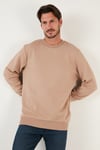 Pamuklu Bisiklet Yaka Regular Fit Basic Erkek Sweat 5905521 VİZON