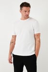 Pamuklu Bisiklet Yaka Regular Fit Basic Erkek T Shirt 5902759 EKRU