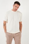 Pamuklu Bisiklet Yaka Regular Fit Basic Erkek T Shirt 5902767 EKRU