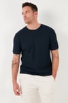 Pamuklu Bisiklet Yaka Regular Fit Basic Erkek T Shirt 5902759 İNDİGO
