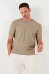 Pamuklu Bisiklet Yaka Regular Fit Basic Erkek T Shirt 5902759 Vizon Yeşili