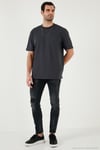 Pamuklu Bisiklet Yaka Relaxed Fit Basic Erkek T Shirt 5902610 ANTRASİT