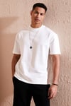 Pamuklu Bisiklet Yaka Relaxed Fit Basic Erkek T Shirt 5902610 EKRU