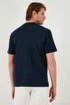 Pamuklu Bisiklet Yaka Relaxed Fit Basic Erkek T Shirt 5902610 İNDİGO