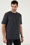 Pamuklu Bisiklet Yaka Relaxed Fit Basic Erkek T Shirt 5902610 ANTRASİT