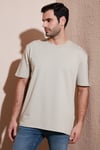 Pamuklu Bisiklet Yaka Relaxed Fit Basic Erkek T Shirt 5902610 Açık Taş