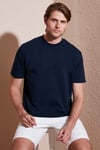 Pamuklu Bisiklet Yaka Relaxed Fit Basic Erkek T Shirt 5902610 İNDİGO