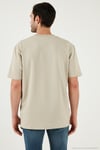 Pamuklu Bisiklet Yaka Relaxed Fit Basic Erkek T Shirt 5902610 Açık Taş