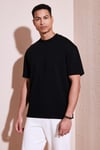 Pamuklu Bisiklet Yaka Relaxed Fit Basic Erkek T Shirt 5902610 SİYAH