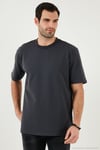 Pamuklu Bisiklet Yaka Relaxed Fit Basic Erkek T Shirt 5902610 ANTRASİT