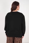 Pamuklu Bisiklet Yaka Şardonlu Kadın Sweat 5867116 SİYAH