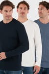 Pamuklu Bisklet Yaka Normal Kalıp Basic 3'lü Paket Erkek Sweat 5905073S3 Koyu Gri-Ekru-Lacivert