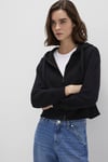 Pamuklu Boxy Fit Kapüşonlu Fermuarlı Kadın Sweat 1S10388-900 SİYAH