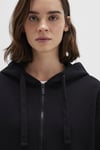 Pamuklu Boxy Fit Kapüşonlu Fermuarlı Kadın Sweat 1S10388-900 SİYAH