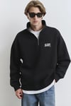 Pamuklu Boxy Fit Uzun Kollu Logolu Erkek Sweat 0S10208-900 SİYAH