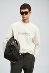 Pamuklu Boyfriend Fit Bisiklet Yaka Erkek Sweat 112030171 EKRU