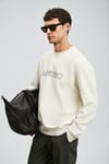 Pamuklu Boyfriend Fit Bisiklet Yaka Erkek Sweat 112030171 EKRU