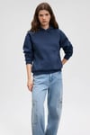 Pamuklu Boyfriend Kapüşonlu İçi Tüylü Şardonlu Basic Kadın Sweat 167299-70488 KOYU LACIVERT