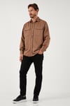 Pamuklu Çift Cepli Regular Fit Erkek Gömlek CF25W128858 CAMEL