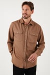 Pamuklu Çift Cepli Regular Fit Erkek Gömlek CF25W128858 CAMEL
