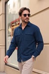 Pamuklu Çift Cepli Regular Fit Erkek Gömlek CF25W128858 İNDİGO