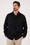 Pamuklu Çift Cepli Regular Fit Erkek Gömlek CF25W128858 SİYAH