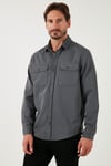 Pamuklu Çift Cepli Regular Fit Erkek Gömlek CF25W128858 ANTRASİT