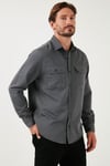 Pamuklu Çift Cepli Regular Fit Erkek Gömlek CF25W128858 ANTRASİT