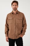 Pamuklu Çift Cepli Regular Fit Erkek Gömlek CF25W128858 CAMEL