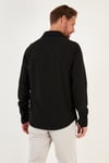 Pamuklu Çift Cepli Uzun Kollu Regular Fit Kışlık Erkek Gömlek CF24W127221 SİYAH