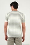 Pamuklu Çizgili Cep Detaylı Bisiklet Yaka Erkek T Shirt 5904057 Elma