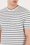 Pamuklu Çizgili Cep Detaylı Bisiklet Yaka Erkek T Shirt 5904057 İNDİGO