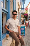 Pamuklu Çizgili Cep Detaylı Bisiklet Yaka Erkek T Shirt 5904057 VİZON
