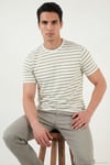 Pamuklu Çizgili Cep Detaylı Bisiklet Yaka Erkek T Shirt 5904057 Elma