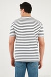 Pamuklu Çizgili Cep Detaylı Bisiklet Yaka Erkek T Shirt 5904057 İNDİGO