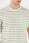 Pamuklu Çizgili Cep Detaylı Bisiklet Yaka Erkek T Shirt 5904057 Elma