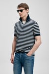 Pamuklu Çizgili Düğmeli Erkek Polo Yaka T Shirt 111040250 LACİVERT