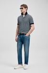 Pamuklu Çizgili Düğmeli Erkek Polo Yaka T Shirt 111040250 LACİVERT