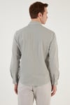 Pamuklu Çizgili Düğmeli Yaka Uzun Kollu Regular Fit Erkek Gömlek CF23S112237 HAKİ-BEYAZ